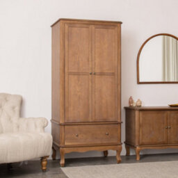 Melody Maison Dark Wood Wardrobe, Dressing Table Desk With Triple Mirror, Stool And Pair Of Bedside Tables - Ashwell Range - thumbnail 6