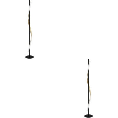 Loops 2 Pack Stylish Black And Brushed Brass Led Floor Lamp For Modern Interiors - image 1