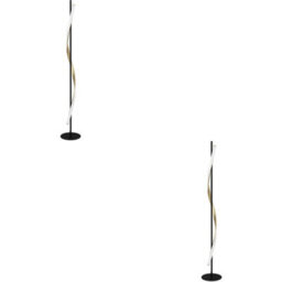Loops 2 Pack Stylish Black And Brushed Brass Led Floor Lamp For Modern Interiors