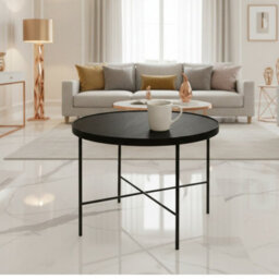 Tre 600 Elegant Coffee Table 60X60 Cm With Metal Legs Modern Durable Living Room Design Black Oak - thumbnail 1