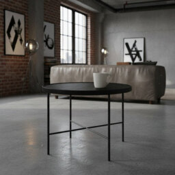 Tre 600 Elegant Coffee Table 60X60 Cm With Metal Legs Modern Durable Living Room Design Black Oak - thumbnail 3