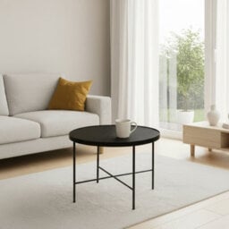 Tre 600 Elegant Coffee Table 60X60 Cm With Metal Legs Modern Durable Living Room Design Black Oak - thumbnail 2