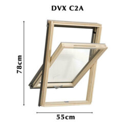 Yardlite Roof Window Grey / Pine Wood Centre Pivot Loft Skylight Unvented - C2A - 55Cm X 78Cm, Ufx Universal Flashing - thumbnail 2