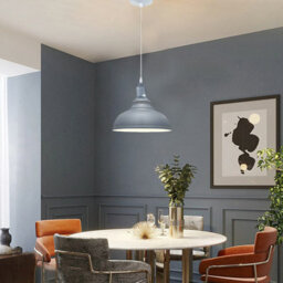 Ledsone Modern Pendant Light 29 Cm Curvy Grey Shade Industrial Hanging Ceiling Lamp For Dining Room Bar Club Restaurant Uk - thumbnail 3