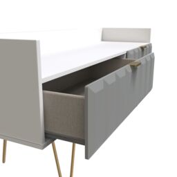 Bologna Ready Assembled Matt Grey & White Media Unit With 2 Drawers, (H)128Cm X (W)51.5Cm X (D)39.5Cm - thumbnail 4