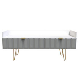 Bologna Ready Assembled Matt Grey & White Media Unit With 2 Drawers, (H)128Cm X (W)51.5Cm X (D)39.5Cm - thumbnail 1