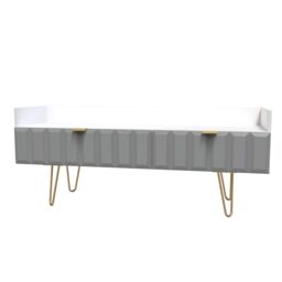 Bologna Ready Assembled Matt Grey & White Media Unit With 2 Drawers, (H)128Cm X (W)51.5Cm X (D)39.5Cm - thumbnail 2