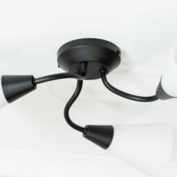 Valuelights Kristina Black 3 Arm Ceiling Light With White Frosted Glass Shades - thumbnail 2