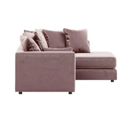 Furnishings For Less UK Brooklyn Plush Velvet 3 To 4 Seater L Shaped Corner Sofa Foam Pink Right Hand Facing - thumbnail 3