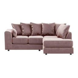 Furnishings For Less UK Brooklyn Plush Velvet 3 To 4 Seater L Shaped Corner Sofa Foam Pink Right Hand Facing - thumbnail 2