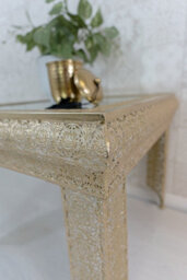 Downton Interiors Light Gold Embossed Metal Mirrored Glass Side Table - Agadir Range - thumbnail 5