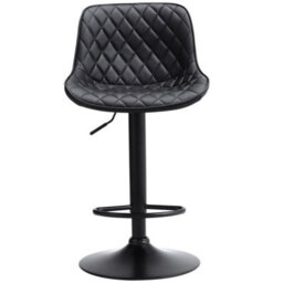 Living And Home Bar Stool Set Of 2 Black Faux Leather Height Adjustable Bar Stool Chairs - thumbnail 2