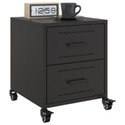 Berkfield Bedside Cabinets 2 Pcs Black 36X39X43.5 Cm Steel - thumbnail 1