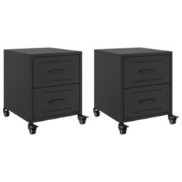 Berkfield Bedside Cabinets 2 Pcs Black 36X39X43.5 Cm Steel - thumbnail 2