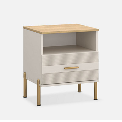 Heze Furniture Ruben 1 Drawer Bedside Cabinet - Cashmere / Stone Oak - image 1