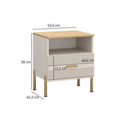 Heze Furniture Ruben 1 Drawer Bedside Cabinet - Cashmere / Stone Oak - thumbnail 4