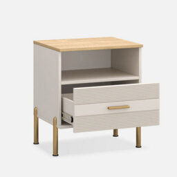 Heze Furniture Ruben 1 Drawer Bedside Cabinet - Cashmere / Stone Oak - thumbnail 3
