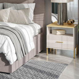 Heze Furniture Ruben 1 Drawer Bedside Cabinet - Cashmere / Stone Oak - thumbnail 2