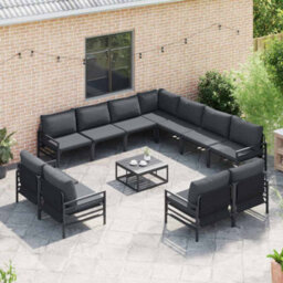 Berkfield Stylish Garden Sofa Set 11 Pcs Anthracite Steel - thumbnail 3