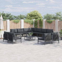 Berkfield Stylish Garden Sofa Set 11 Pcs Anthracite Steel - thumbnail 2