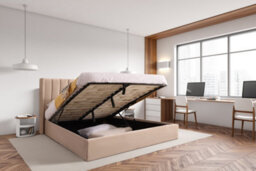Bed Factory Direct Lucia Warm Stone Velvet End Lift Ottoman Bed Frame - Kingsize - thumbnail 2