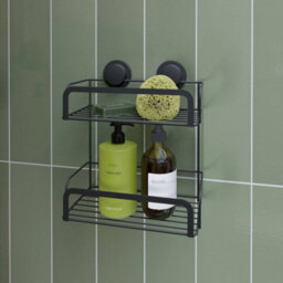 Black Shower Caddy Stick  Lock 2 Tier Adhesive Basket - thumbnail 3