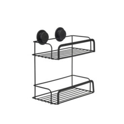 Black Shower Caddy Stick  Lock 2 Tier Adhesive Basket - thumbnail 2