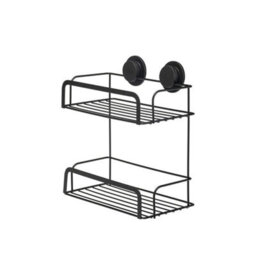 Black Shower Caddy Stick  Lock 2 Tier Adhesive Basket - thumbnail 5