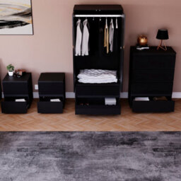 Lassic Vida Designs Glinton 4 Piece Black Fsc Bedroom Set - (4 Drawer Chest, 2 Door Wardrobe, 2 Drawer Bedside Chest X2) - thumbnail 3