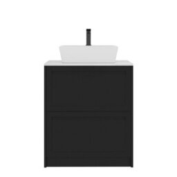 Royal Bathrooms Royal Bathroom Elmore 700mm Matt Nocturne Black Freestanding Countertop Bathroom Vanity Unit 2 Drawer With Cube Basin - thumbnail 7