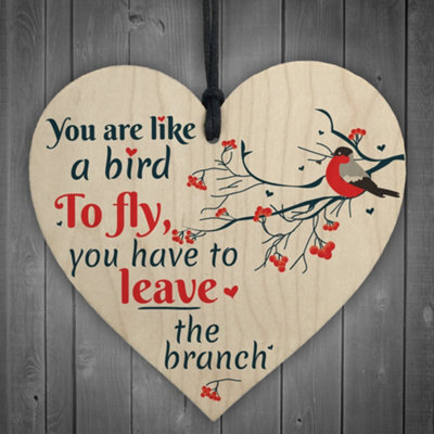 Red Ocean Inspirational Motivational You Are Like A Bird Wooden Heart Positive Friendship Sign Happy Gift Decoration - image 1
