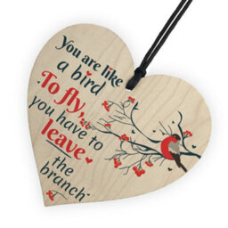 Red Ocean Inspirational Motivational You Are Like A Bird Wooden Heart Positive Friendship Sign Happy Gift Decoration - thumbnail 6
