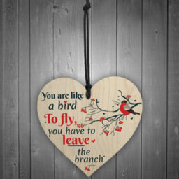 Red Ocean Inspirational Motivational You Are Like A Bird Wooden Heart Positive Friendship Sign Happy Gift Decoration - thumbnail 2