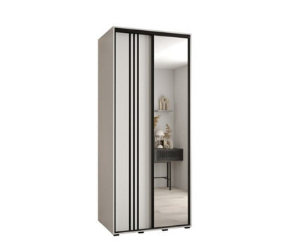 Arte Elegant White Cannes Vii Sliding Wardrobe H2050mm W1200mm D600mm With Customisable Black Steel Handles - image 1