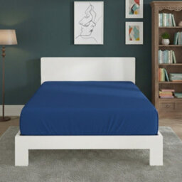 Polycotton Fitted Sheet Extra Deep 40Cm Skirt Easy Care Blue - thumbnail 1