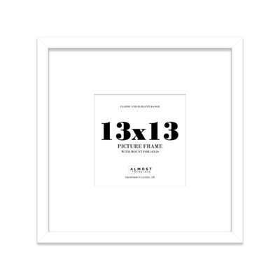 "13X13"" White Picture Frame - 13X13"" Square Frame With 10X10"" Mount For 13X13""/10X10"" Pictures Moderrn Style Thin Edge, 1 Pack" - image 1