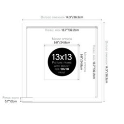 "13X13"" White Picture Frame - 13X13"" Square Frame With 10X10"" Mount For 13X13""/10X10"" Pictures Moderrn Style Thin Edge, 1 Pack" - thumbnail 2