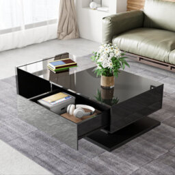 Btm Coffee Table, High-Gloss Black. Side Tables, Coffee Tables With Glass And Led - thumbnail 7