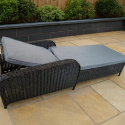 Nustone Rattan Sun Lounger Chair Bed With 5Cm Cushions, Garden, Patio And Terrace Furniture, 4 Reclining Positions In Black - thumbnail 1
