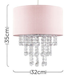 Valuelights Jesmond Pink & Acrylic Jewel Droplet Ceiling Light Shade And Bulb (D)32Cm - thumbnail 9