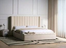 Beliani Bed With Storage Bench Velvet Noyers 180 X 200 Cm (Eu Super King) Off-White - thumbnail 2