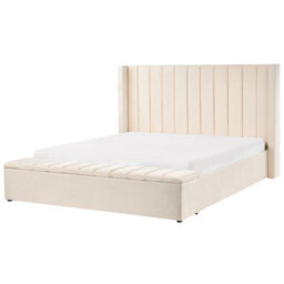 Beliani Bed With Storage Bench Velvet Noyers 180 X 200 Cm (Eu Super King) Off-White - thumbnail 4