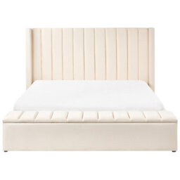 Beliani Bed With Storage Bench Velvet Noyers 180 X 200 Cm (Eu Super King) Off-White - thumbnail 5