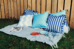 Hayward 50 X 50Cm Outdoor Cushion, Shoreline Waves Classic Square Design, Shower-Resistant Square Cushion For Garden & Patio - thumbnail 5