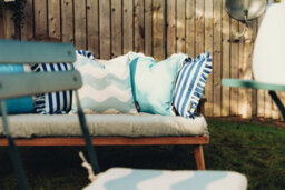 Hayward 50 X 50Cm Outdoor Cushion, Shoreline Waves Classic Square Design, Shower-Resistant Square Cushion For Garden & Patio - thumbnail 6