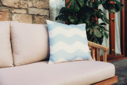 Hayward 50 X 50Cm Outdoor Cushion, Shoreline Waves Classic Square Design, Shower-Resistant Square Cushion For Garden & Patio - thumbnail 3