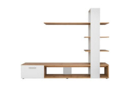 Arte Spacious Oak Wotan & White Entertainment Unit 190Cm - Organised Media Storage - thumbnail 2