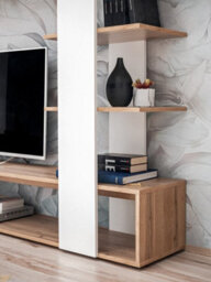 Arte Spacious Oak Wotan & White Entertainment Unit 190Cm - Organised Media Storage - thumbnail 4