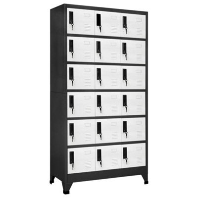 Walplus Locker Cabinet Anthracite And White 90X40X180 Cm Steel - image 1