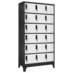 Walplus Locker Cabinet Anthracite And White 90X40X180 Cm Steel